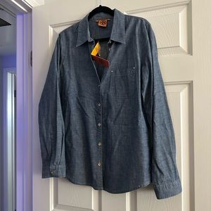 NWT Tory Burch Chambray Denim Shirt women’s 14 with tags!